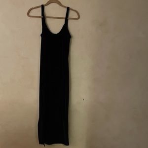 Black velvet dress with slit
